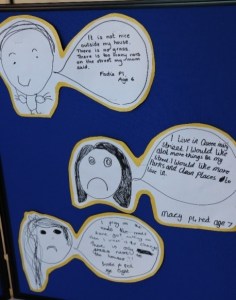 board with cartoons and pictures